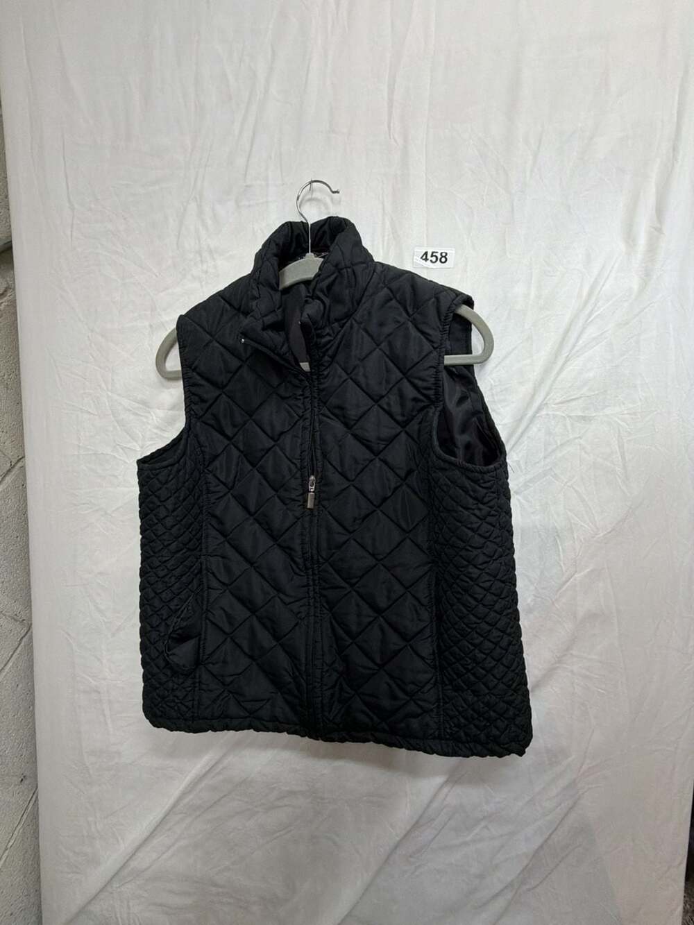 Jane Ashley Quilted Vest Size XL Black Full Zip Polyester